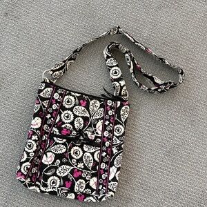 Vera Bradley Black and Pink Floral Crossbody Bag